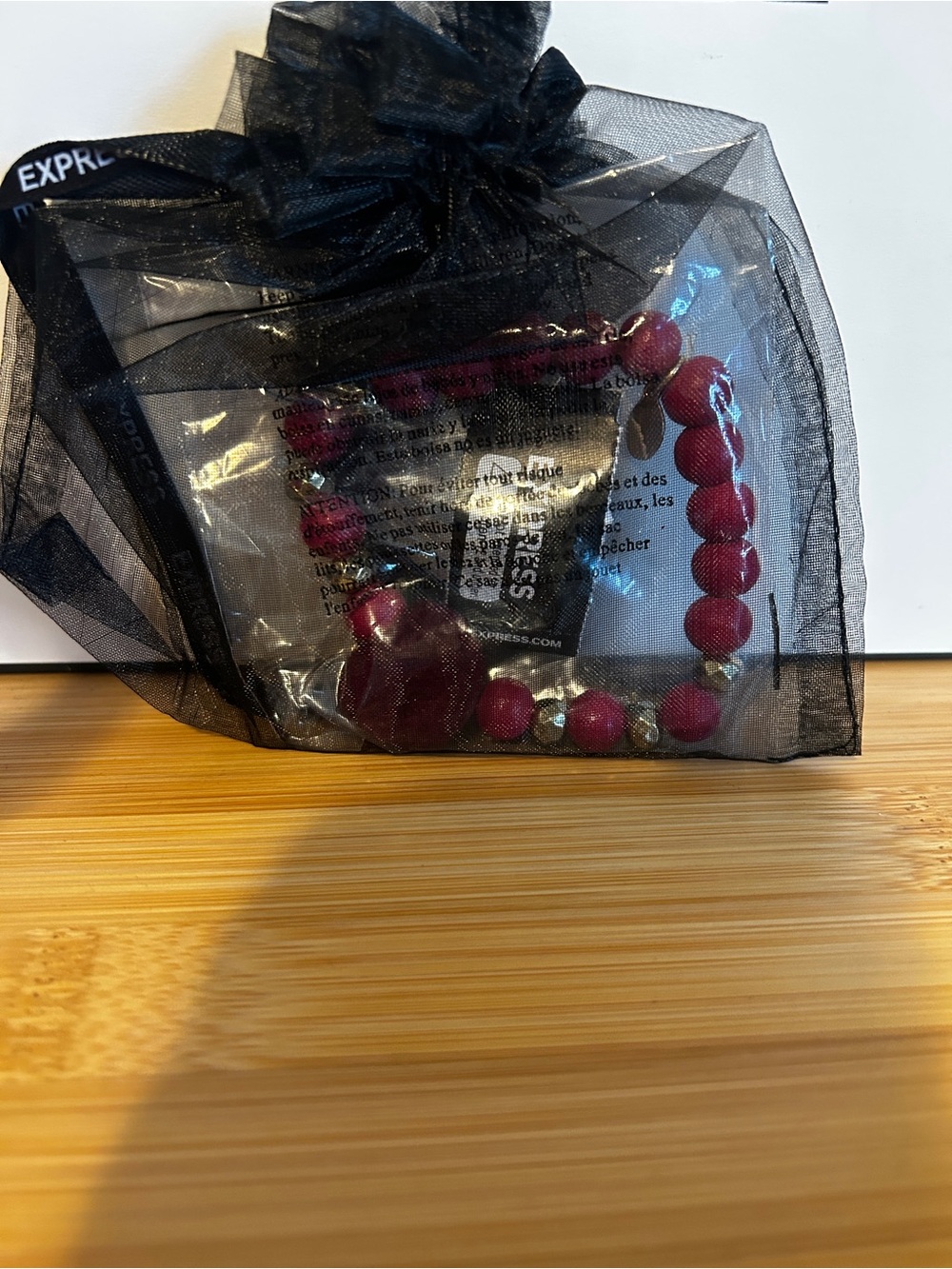 Express Red Beaded Stretch Bracelet